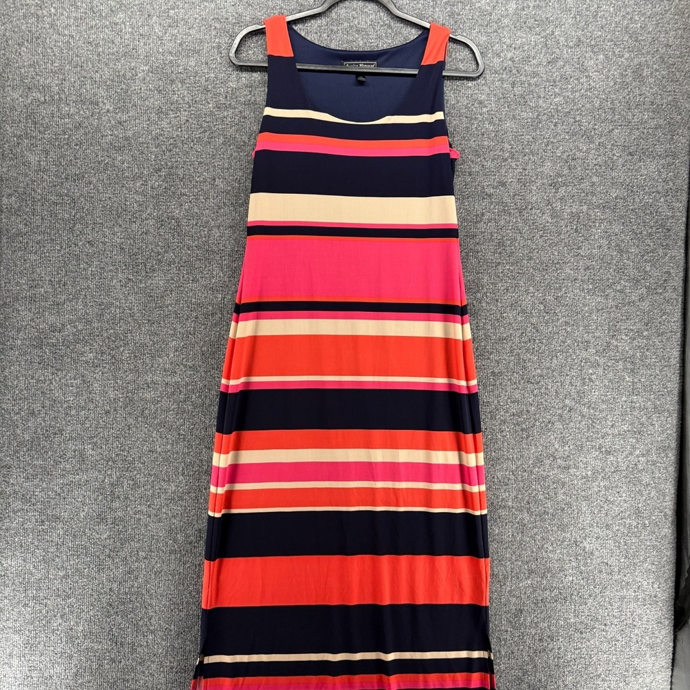 Jessica Howard Dress Womens S Striped Sleeveless Maxi Long Coastal Vacation